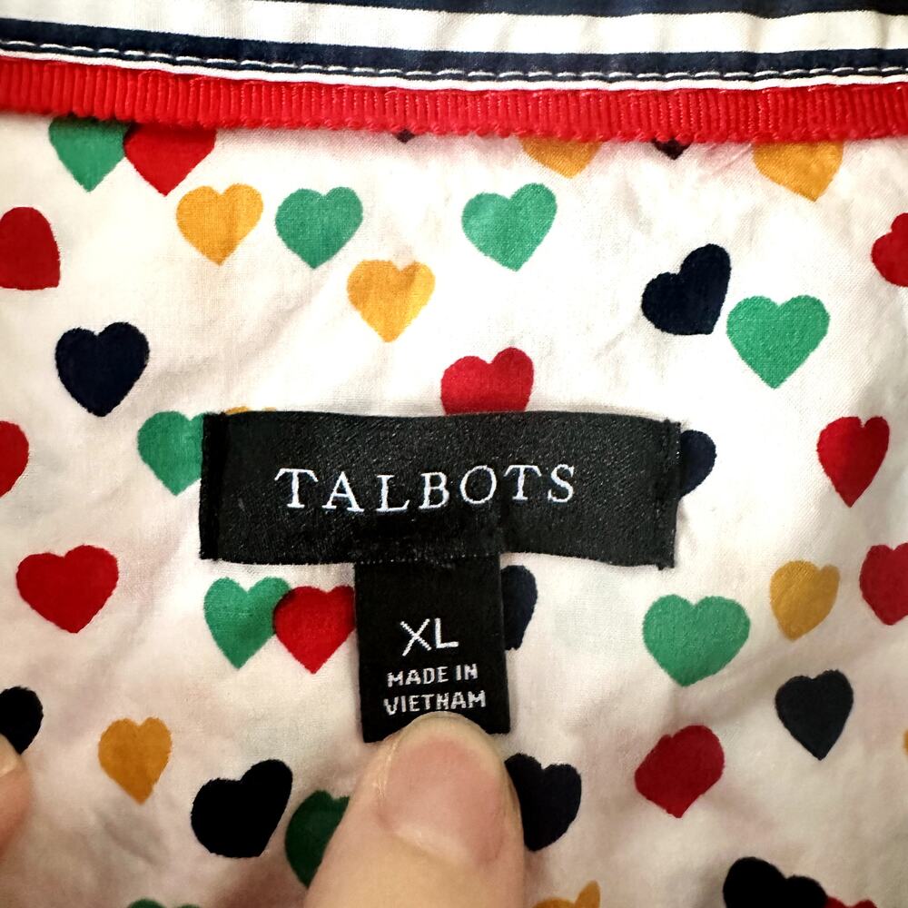 Talbots Heart Printed Button Down Collared Blouse… - image 3
